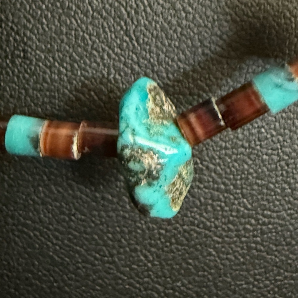 Vintage 3 Strand Turquoise Sterling Necklace - Picture 3 of 15